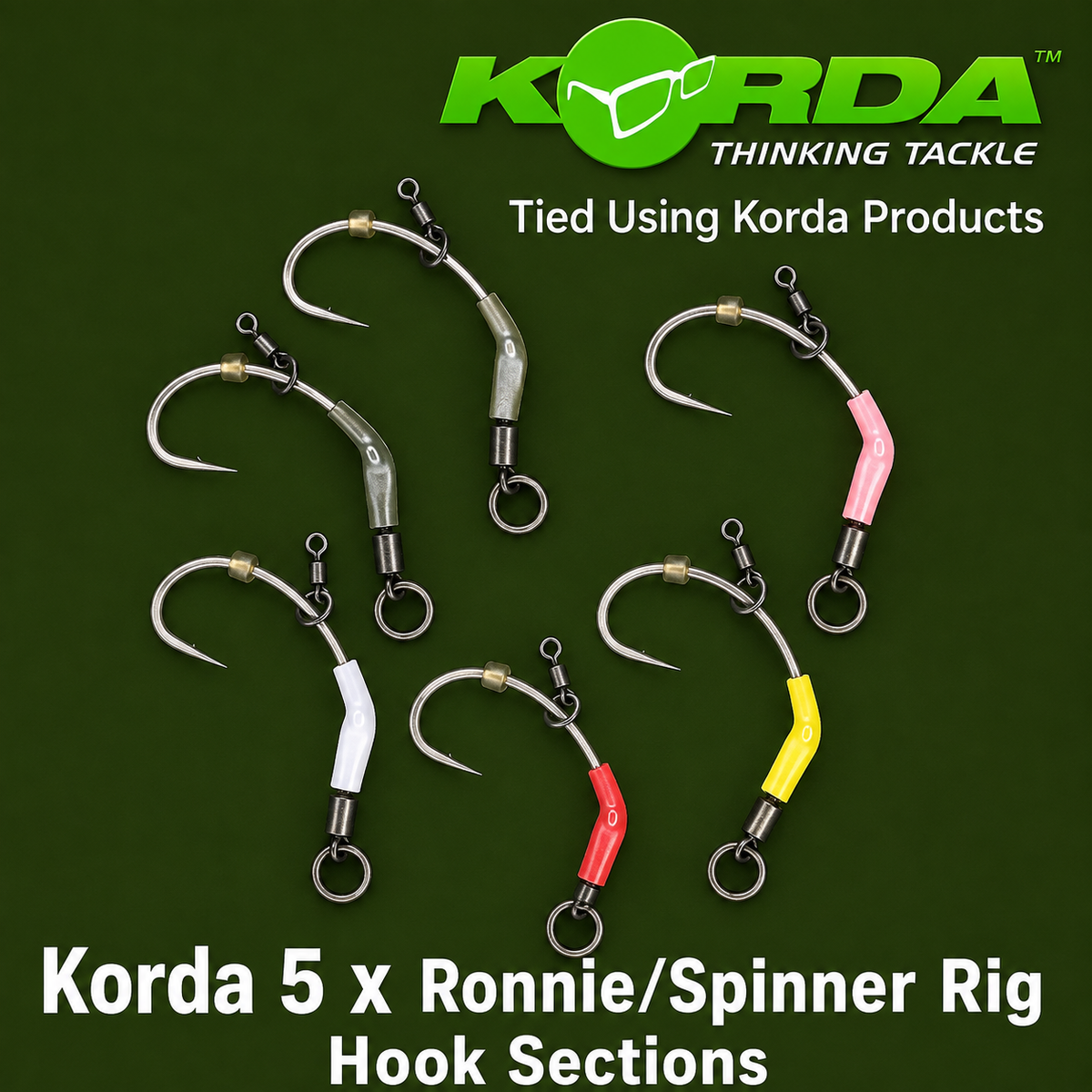 Korda 5 Ronnie/Spinner Rig Hook Sections + Various Options