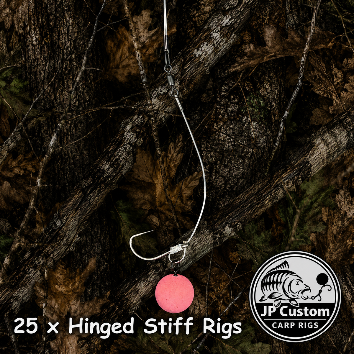 25 x Hinged Stiff Rigs Tied With Stiff Fluorocarbon