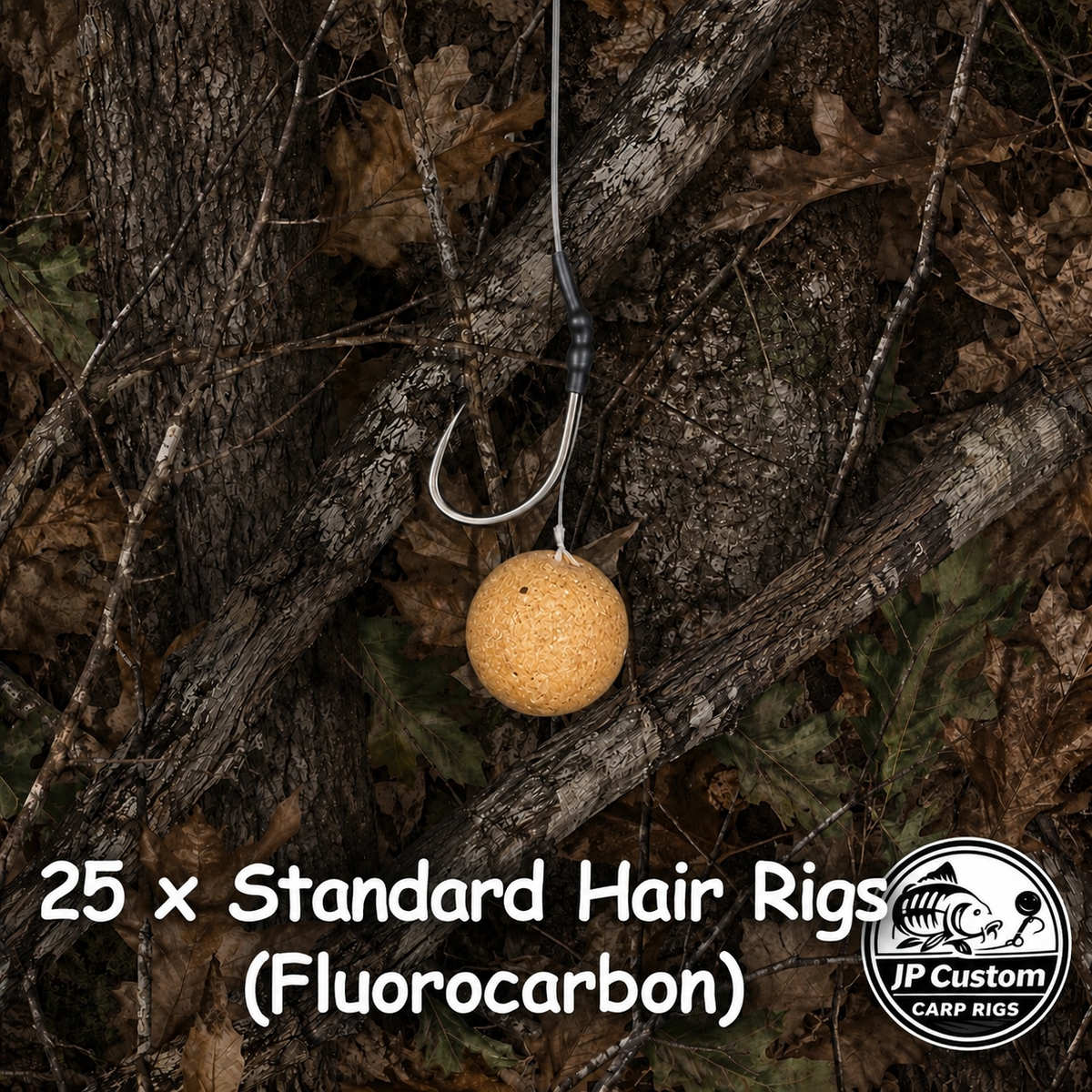 25 x Standard Hair Rigs Tied With Fluorocarbon