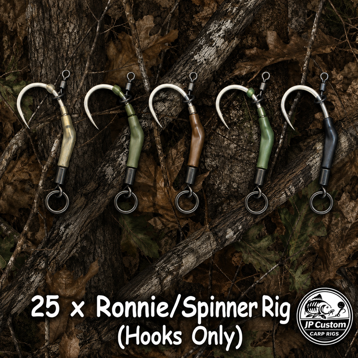 25 x Ronnie/Spinner Rig Hooks Only (No Boom Included)