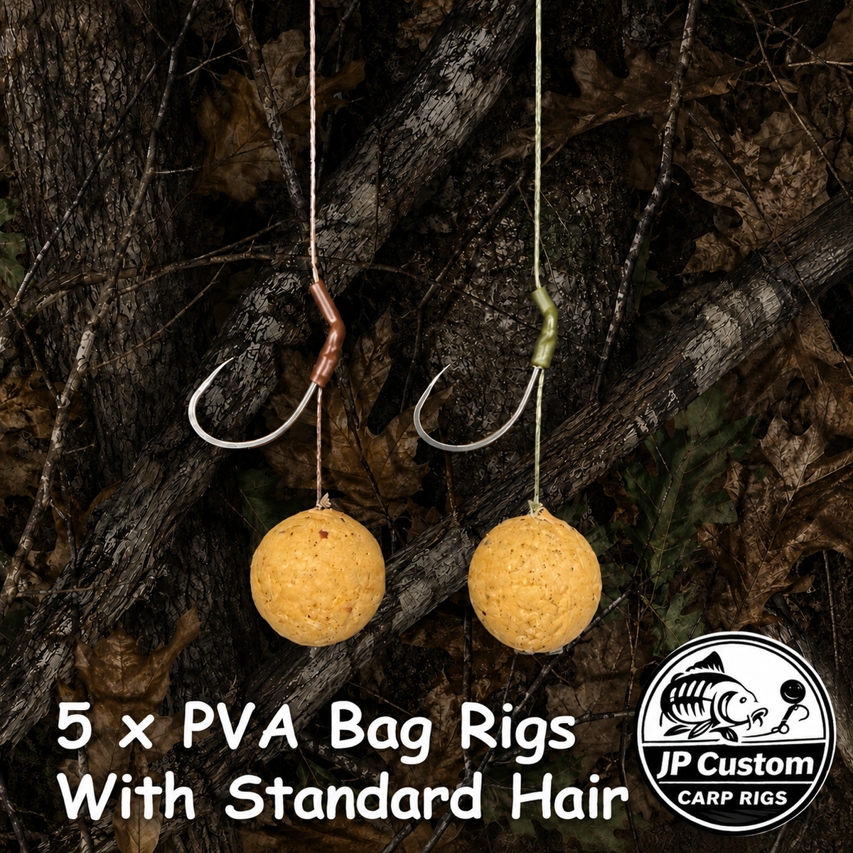 5 x PVA Bag Rigs Tied With Uncoated Braid With Standard Hair