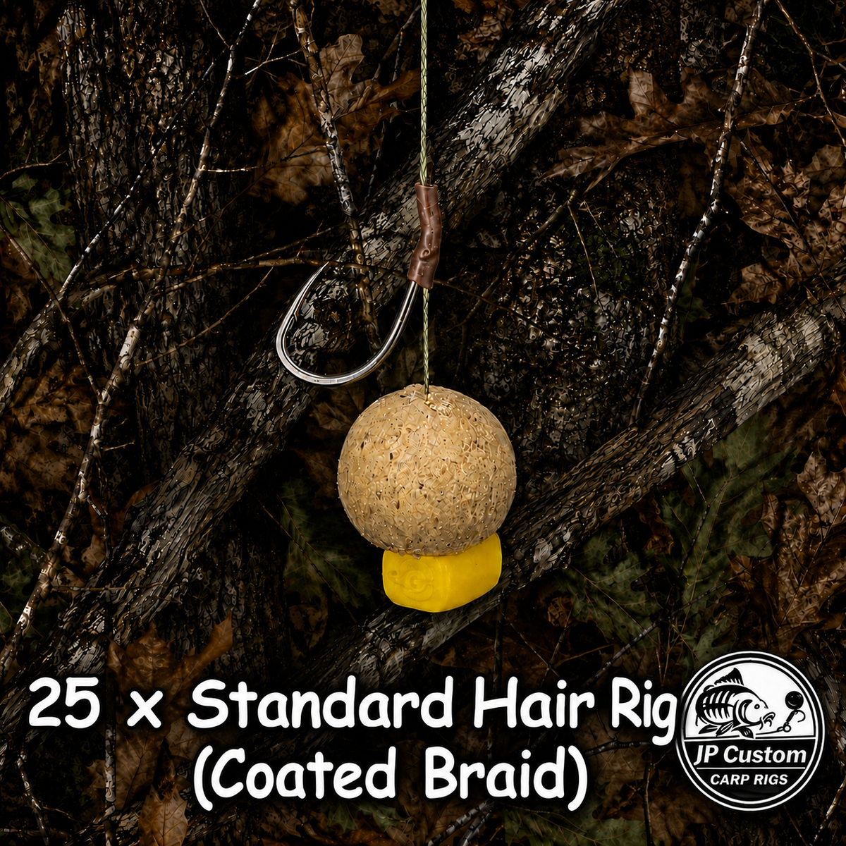 25 x Standard Hair Rigs Tied With Coated Braid