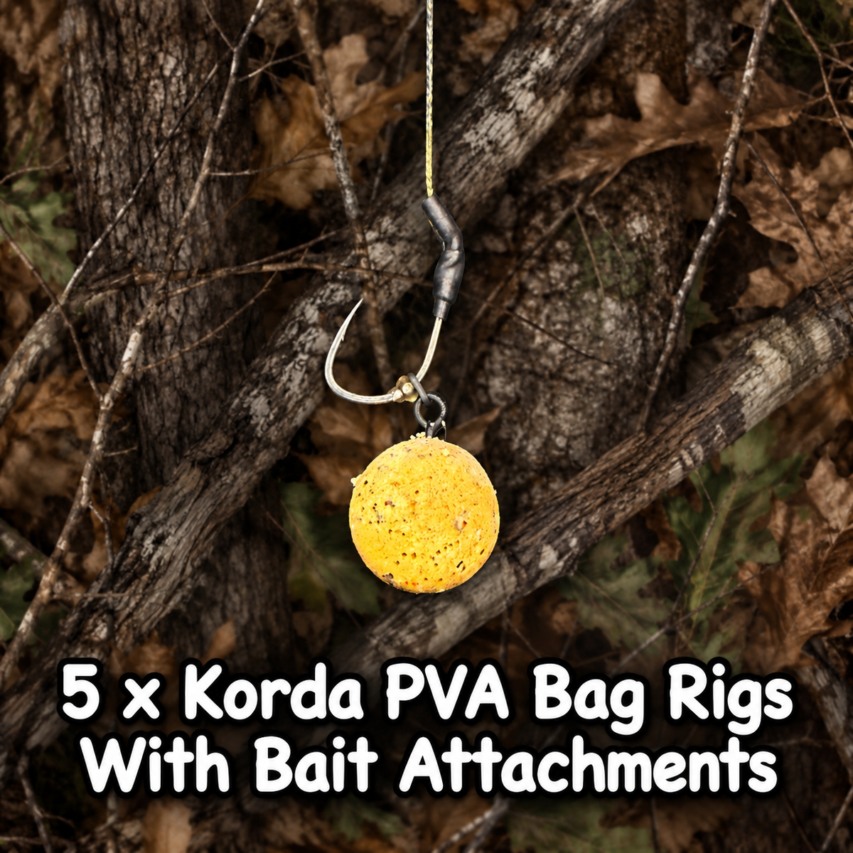 Korda 5 x PVA Bag Rigs Tied With Dark Matter Braid With Bait Attachments