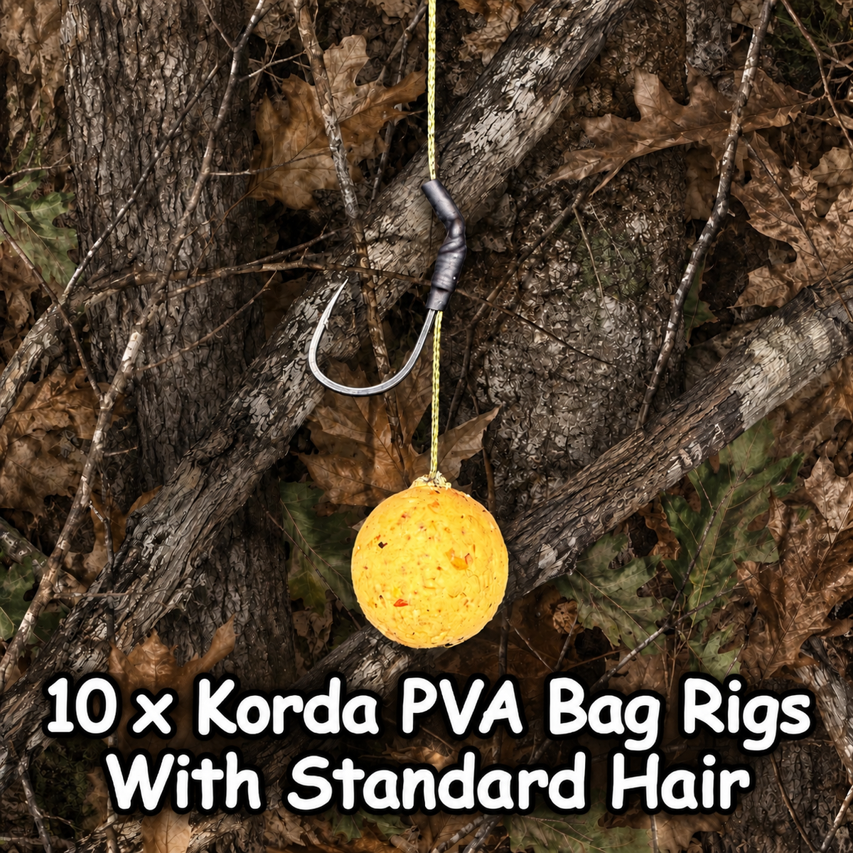 Korda 10 x PVA Bag Rigs Tied With Dark Matter Braid With Standard Hair