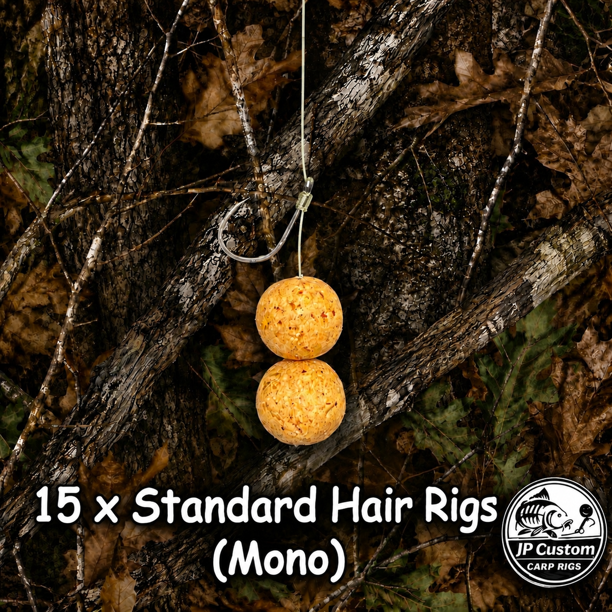 15 x Standard Hair Rigs Tied With Mono Hooklink