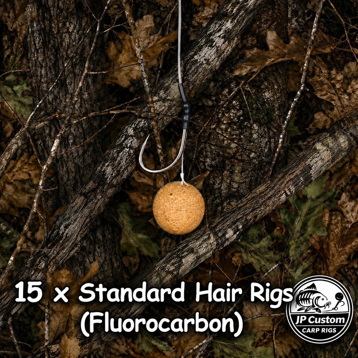 15 x Standard Hair Rigs Tied With Fluorocarbon
