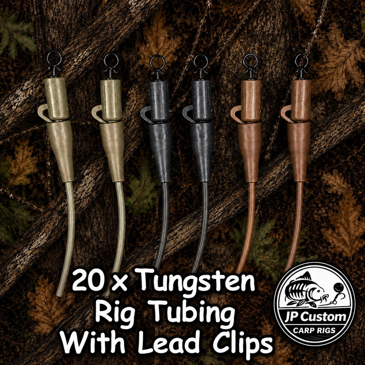 20 x Tungsten Rig Tubing With Lead Clips