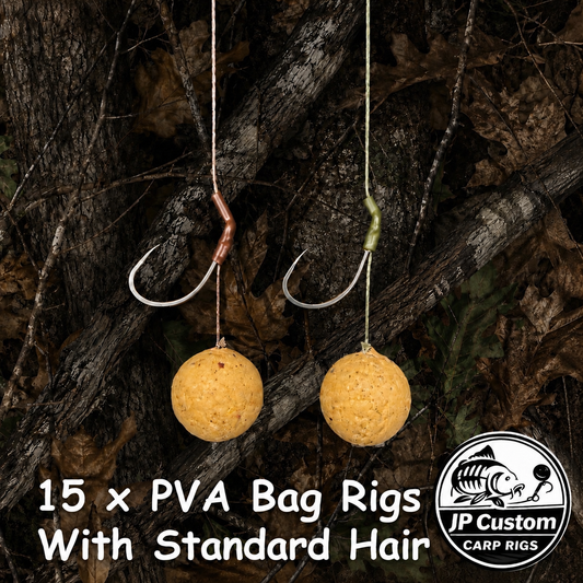 15 x PVA Bag Rigs Tied With Uncoated Braid With Standard Hair