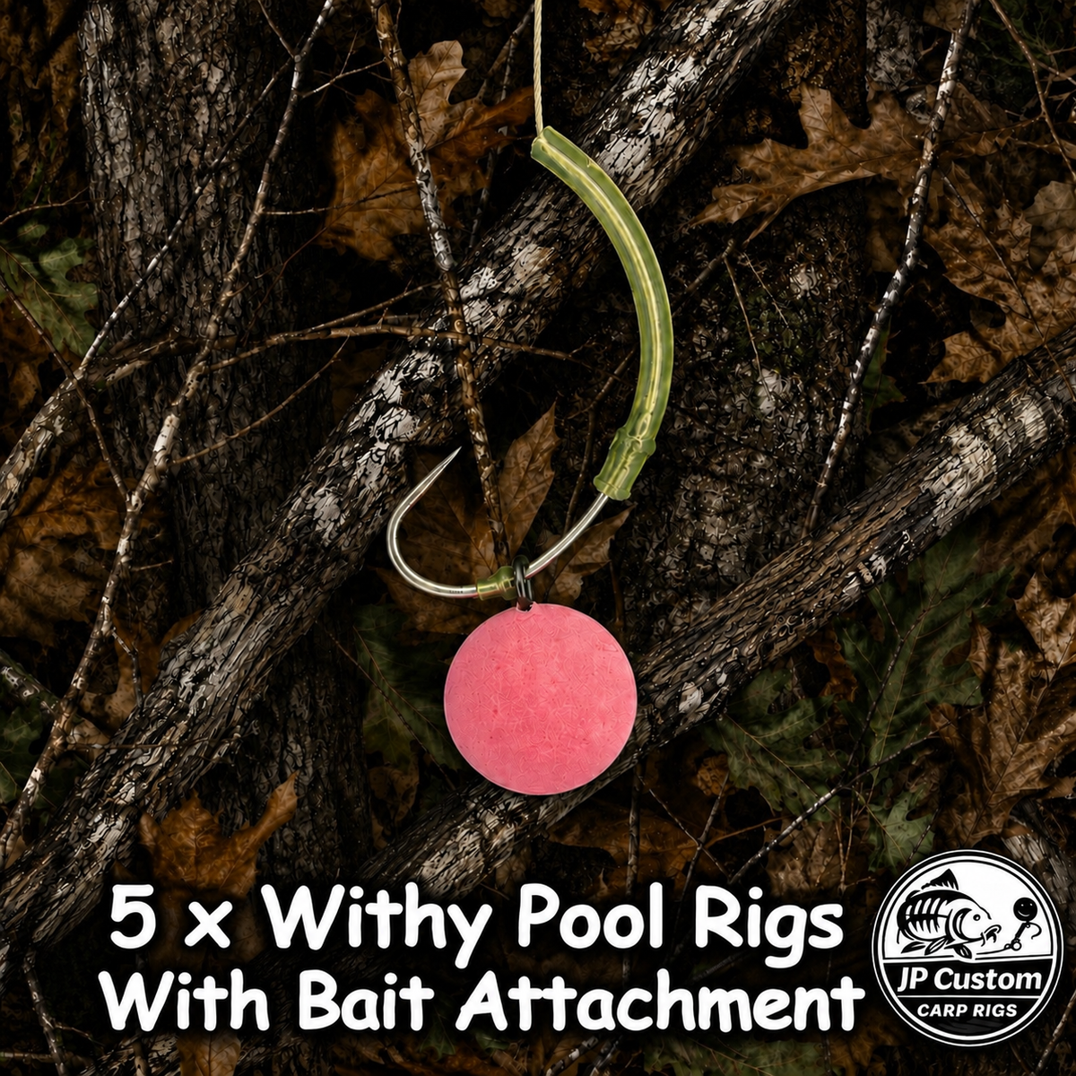 5 x Withy Pool  Rigs With Bait Attachments Tied With Coated Braid