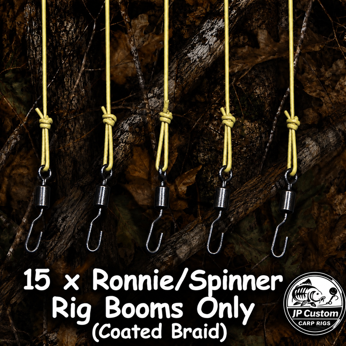 15 x Ronnie/Spinner Rig (Booms Only) Tied With Coated Braid