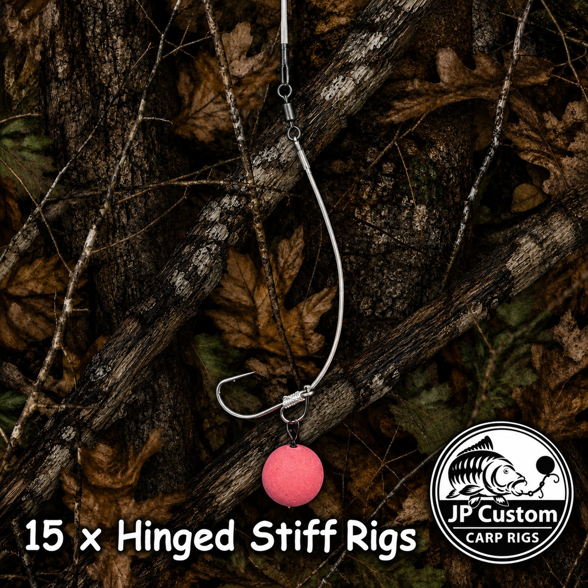 15 x Hinged Stiff Rigs Tied With Stiff Fluorocarbon