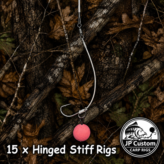 15 x Hinged Stiff Rigs Tied With Stiff Fluorocarbon