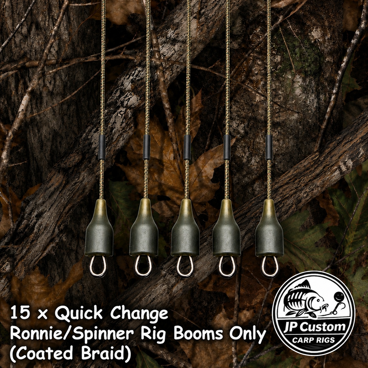15 x Quick Change Ronnie/Spinner Rig (Booms Only) Tied With Coated Braid