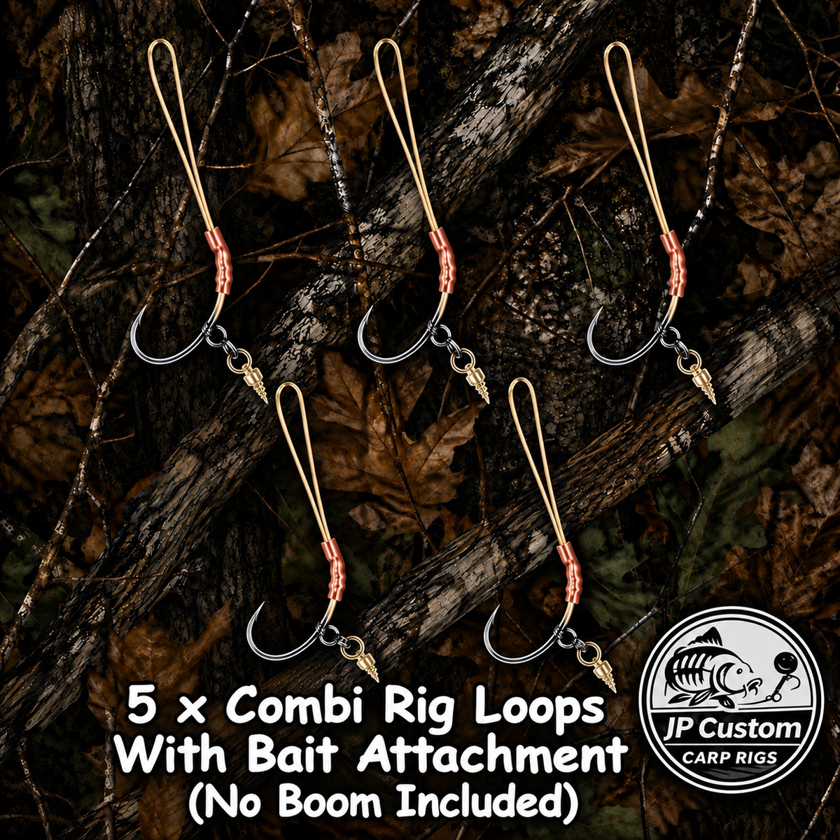 5 x Combi Rig Loops With Bait Attachment (No Boom Included) Tied With Supple Braid