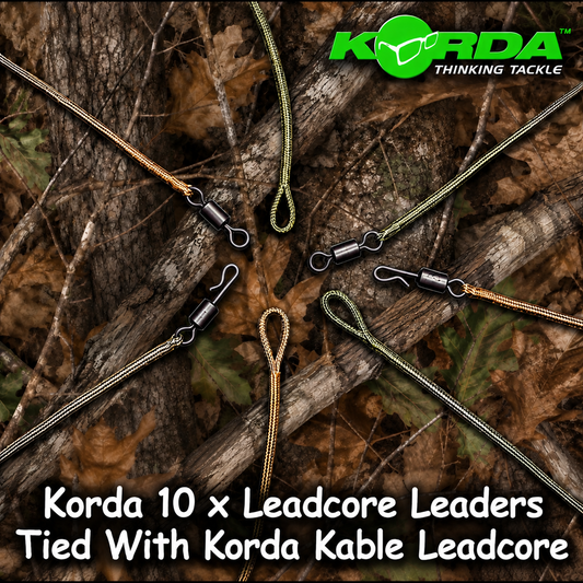 Korda 10 x Leadcore Leaders Tied With Korda Kable Leadcore