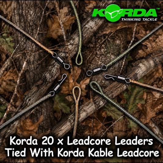 Korda 20 x Leadcore Leaders Tied With Korda Kable Leadcore