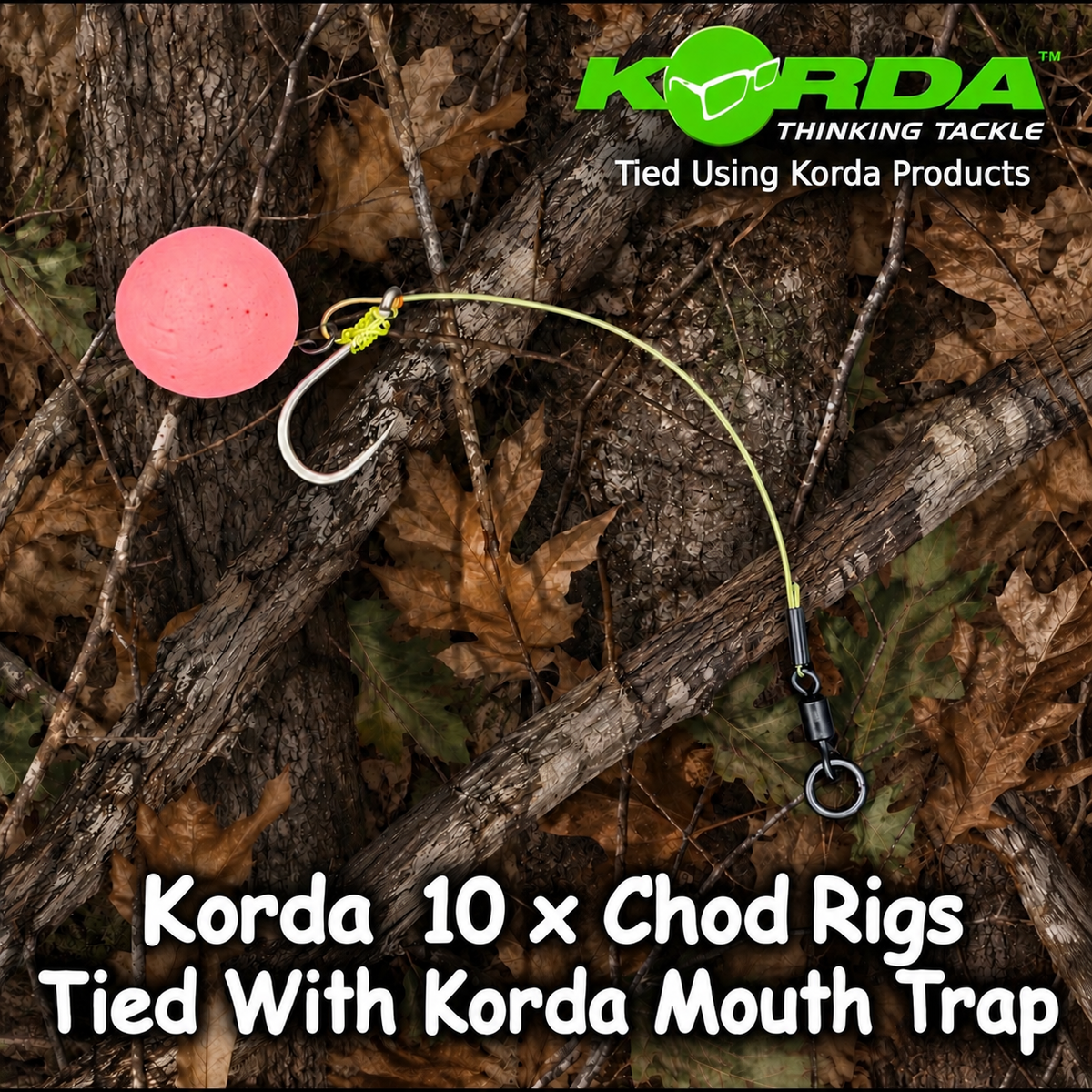 Korda 10 x Chod Rigs Tied With Korda Mouth Trap