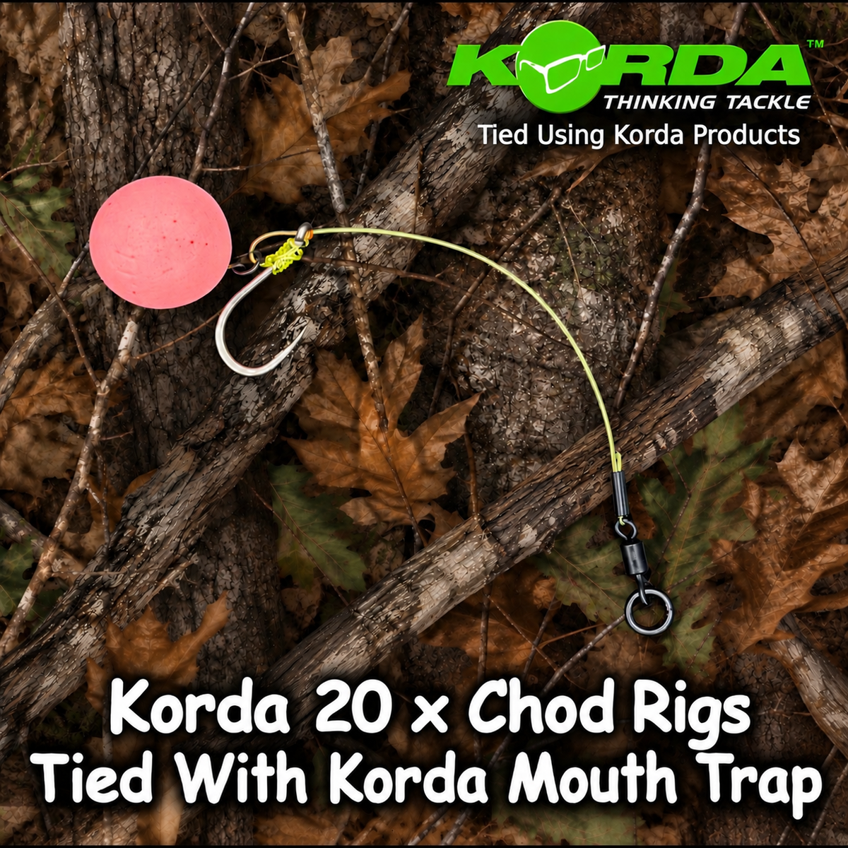 Korda 20 x Chod Rigs Tied With Korda Mouth Trap
