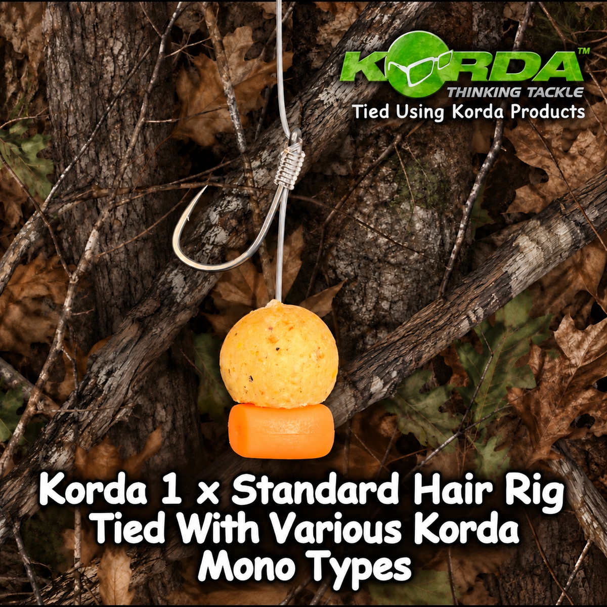 Korda 1 x Standard Hair Rigs Tied With Various Korda Mono Types