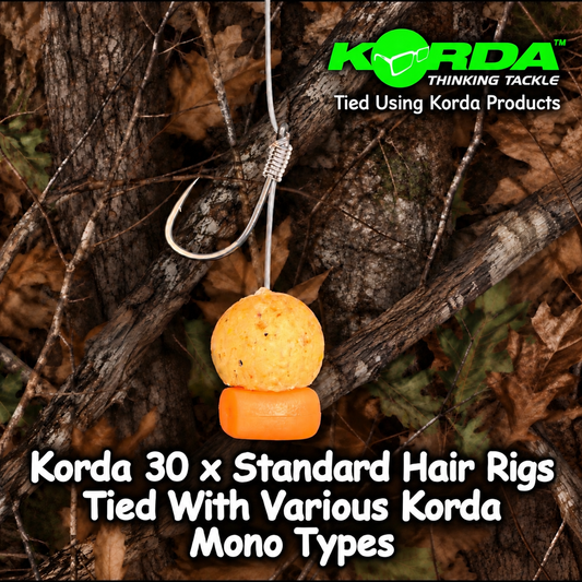 Korda 30 x Standard Hair Rigs Tied With Various Korda Mono Types