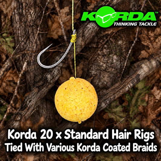 Korda 20 x Standard Hair Rigs Tied With Various Korda Coated Braids