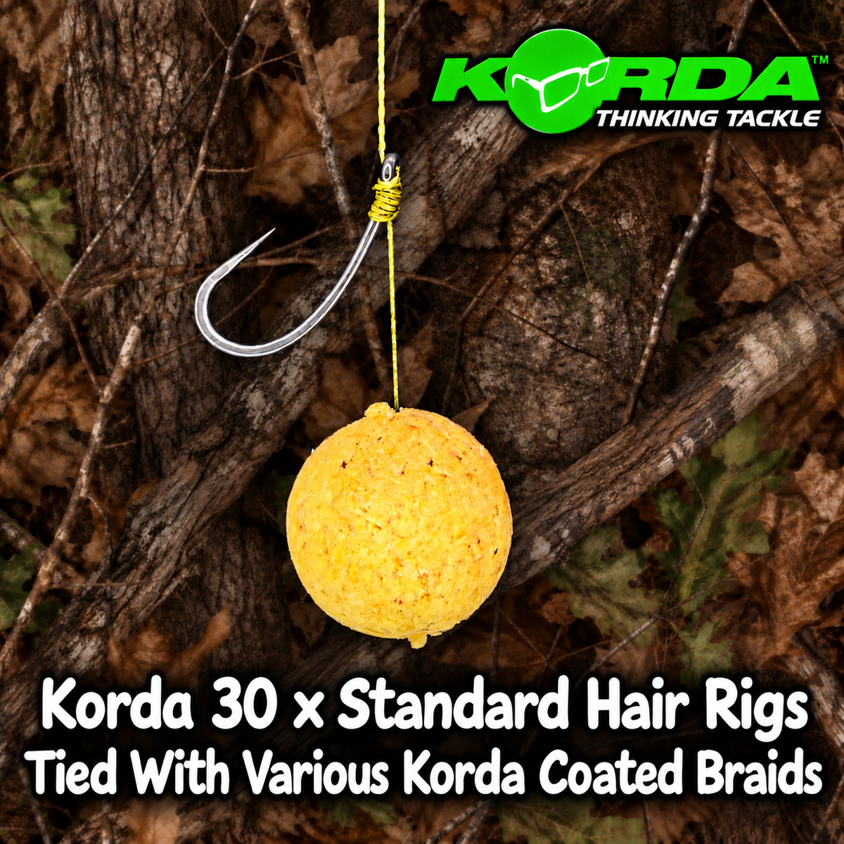 Korda 30 x Standard Hair Rigs Tied With Various Korda Coated Braids