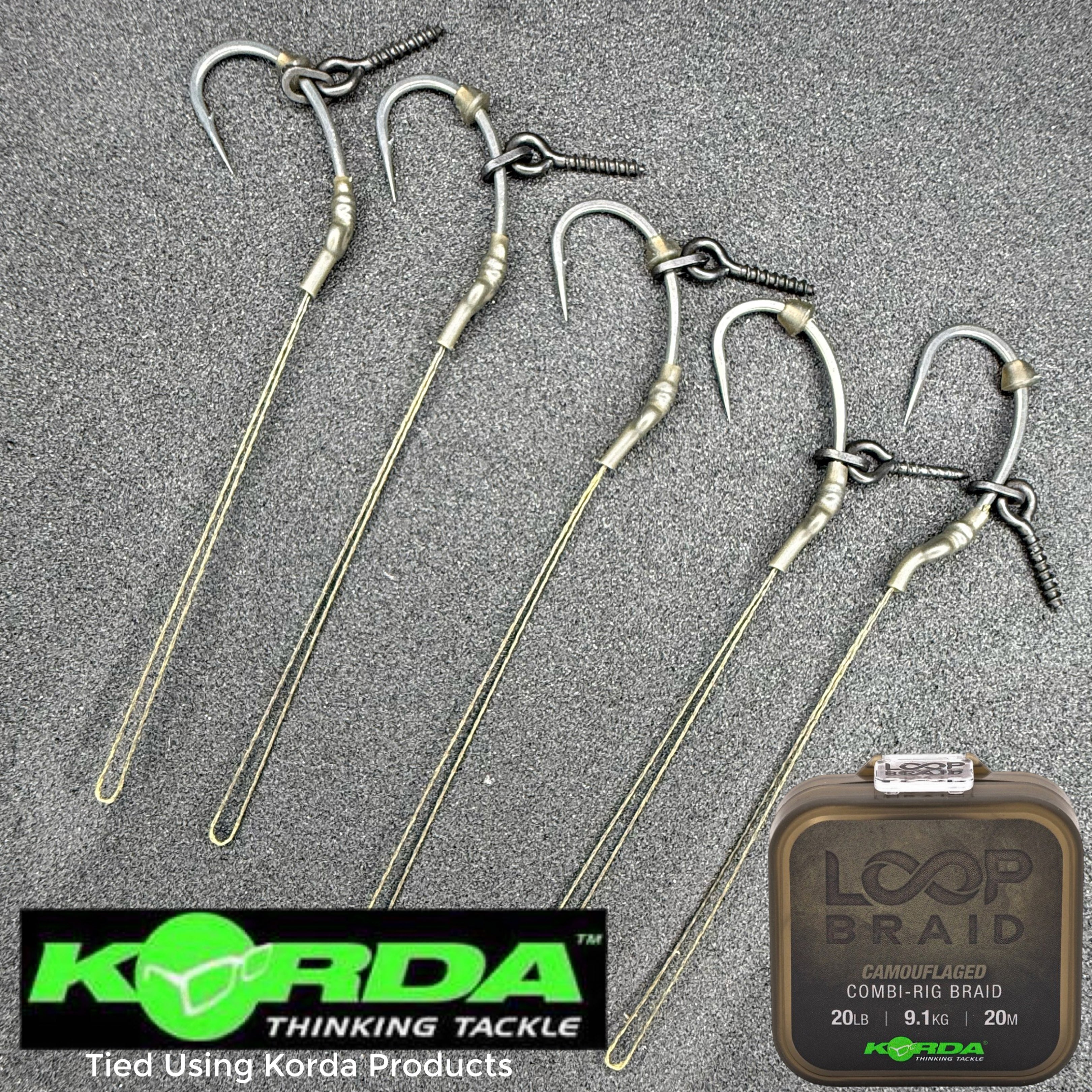 Korda 5 Combi Rig Hook Sections Tied With Loop Braid + Various Options ...