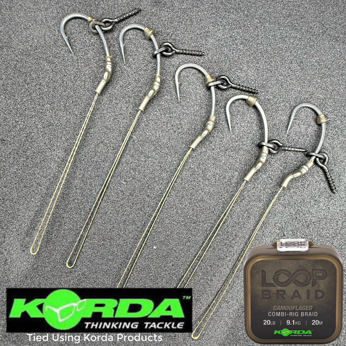 Korda 5 Combi Rig Hook Sections Tied With Loop Braid + Various Options ...